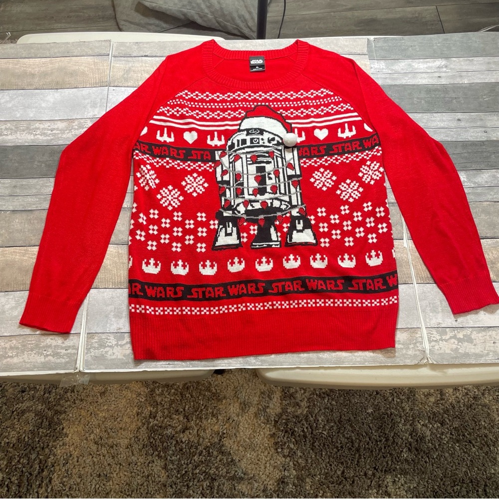 Star Wars Red Sweater with R2-D2 Design Size XL